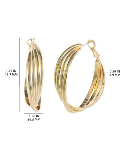 Jessica Simpson Womens Hoop Earrings - Silver-Tone or Gold-Tone Hoop | Earrings for Women - color: Gold Twisted Layered Hoops