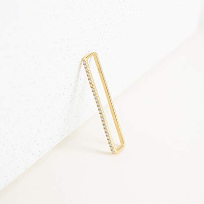 18k Gold Pave Bar CZ Diamond Clip On Cartilage No Piercing Stacking Ear Cuff