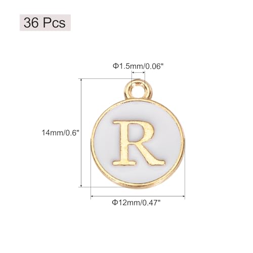 MECCANIXITY Pendants Letter Charm Initial Charm Double Sided Alphabet for DIY Necklace Bracelet Earrings Jewelry Making - style: R