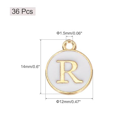 MECCANIXITY Pendants Letter Charm Initial Charm Double Sided Alphabet for DIY Necklace Bracelet Earrings Jewelry Making - style: R