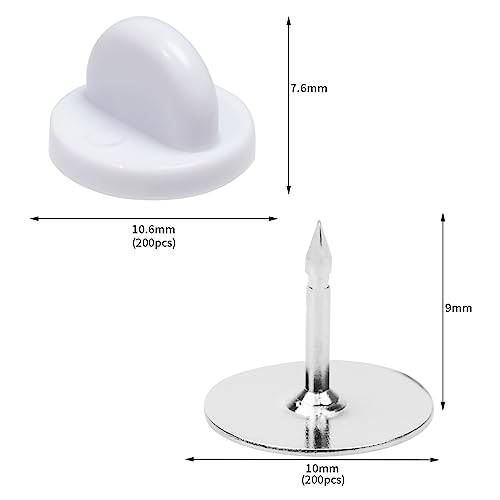 400pcs PVC Rubber Butterfly Clutch Pins Tie Tacks Blank for Uniform Badges Backing Holder Clasp Lapel Enamel Pins(200 Sets),White - color: White