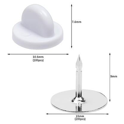 400pcs PVC Rubber Butterfly Clutch Pins Tie Tacks Blank for Uniform Badges Backing Holder Clasp Lapel Enamel Pins(200 Sets),White - color: White