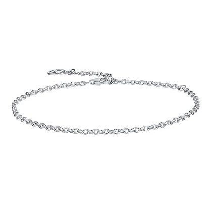 Solid 925 Sterling Silver Bracelets for Women, Dainty Interlocking Circles Cubic Zirconia Adjustable Chain Bracelet, Trendy Stackable Link Bracelets, Simple Cute Jewelry Gifts - color: Silver Cable Chain