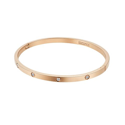 4mm Width Thin Love CZ Bangle Bracelet for Women - color: Rose Gold