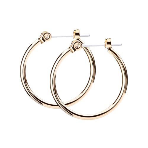 LOKUMI Resin Post Hoop Earrings | Hypoallergenic & Nickel-Free | Made in Japan | Available in 6 sizes and 3 finishes: Silver, 24K Gold, and Pink Gold - color: 20mm 24K gold plated