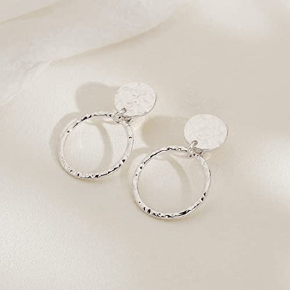 MUYAN Gold Clip On Drop Earrings for Women Non Piercing Dangle Earrings Fashion Jewelry - color: D Clip Silver