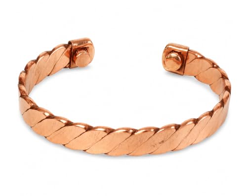 Touchstone Copper Handcrafted Beautiful Braided Magnetic Hand Forged With Solid And High Gauge Braided Pattern Minimalistic Elegance Pure Copper Bracelet In Natural Tone. - style: Braided 10