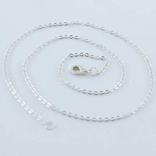 ALEXCRAFT Wholesale 12 PCS Silver Plated Solid Brass Flat Cable Chains | Bulk for Jewelry Making (18 Inch(1.5MM)) - color: Silver, size: 18 inch-0.059 inch