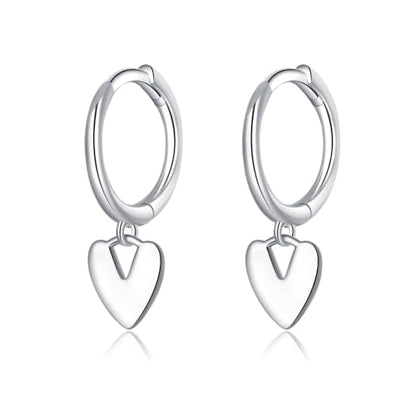 Reffeer Solid 925 Sterling Silver Small Love Heart Drop Earrings Hoop for Women Teen Girls Heart Hoop Earrings Huggie - color: A-Silver