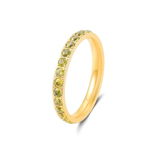 Birthstone Rings for Women 14K Gold Filled Stacking Rings for Oura Ring Gen 4/Oura Ring Gen 3, Cubic Zirconia Wedding Eternity Bands - color: 08. August