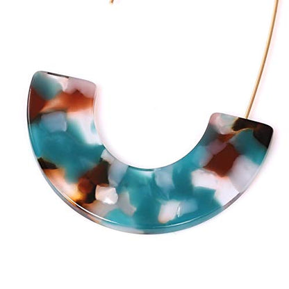 Acrylic Earrings Statement Tortoise Hoop Earrings Resin Wire Drop Dangle Earrings Fashion Jewelry For Women - color: Bule