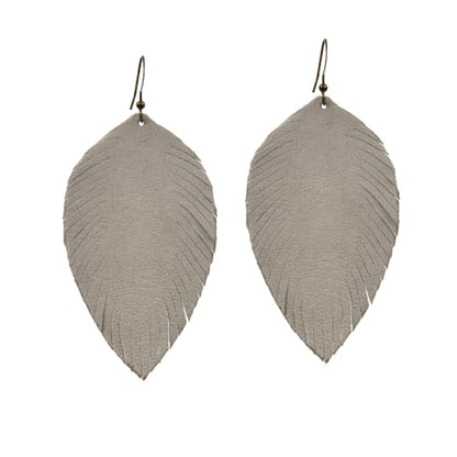 Handmade Genuine Leather Earrings for Women – Long Teardrop Boho Dangles, Lightweight Statement Fashion Jewelry - style: Autumns-Chalk White