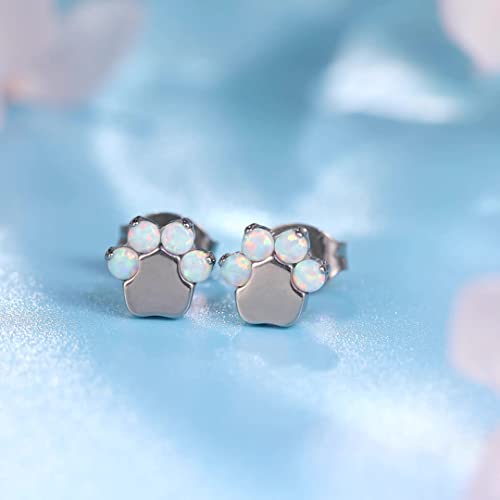 Limerencia G23 Pure Titanium Hypoallergenic Earrings | F136 Implant Grade Titanium Jewelry for Sensitive Ears - color: Cat Paws Opal