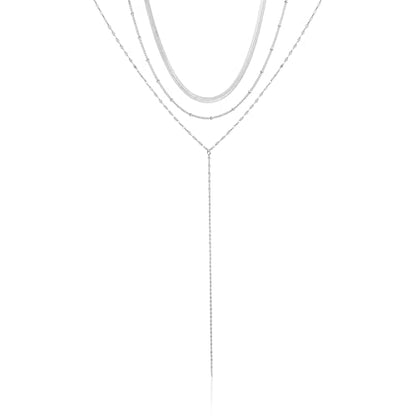3PCS Gold Necklaces for Women,Chunky Statement Gold Plated Necklace Stack Layered Sterling Silver Herringbone Chains for Women Dainty Trendy Silver Chains Stacked Jewelry Gifts - color: silver Y-necklace set