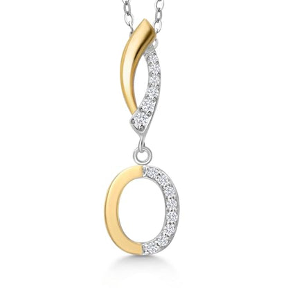 Gem Stone King Initial Pendant Necklace Letter A to Z Alphabet | 10K Yellow Gold and 925 Sterling Silver | White Lab Grown Diamond | Gift Women Mother's Day Wife Mom Girlfriend Anniversary Birthday | - style: Initial O