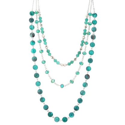 Noessla Layered Beaded Necklaces for Women - 3 Strand Boho Statement Choker Fashion Jewelry Gifts - color: Green