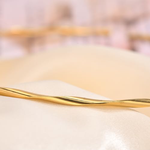 JAJAFOOK Minimalist Round Gold-Tone Bar Necklace Simple Fashion High Neck Choker Female King Neckwire - color: Twisted Wire
