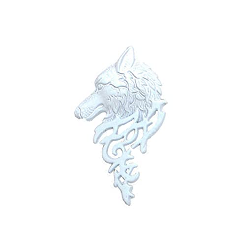 coadipress Vintage Bohemian Wolf Pin Brooch Fashion Animal Dire Wolf Head Coyote Antique Retro Lapel Brooches Badge Men's Suits Buckle Neckwear Accessories - color: White