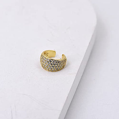 Thick Diamond Ear Cuff | Wide Gold Cuff No Piercing | Chunky Bold Cartilage Cuff Ear Wrap | CZ Hoop Earrings - style: 1 Pair 2 Cuffs