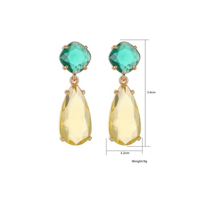 Crystal Earrings CXUEMH Teardrop Earrings for Women Blue and Green Dangle Earrings Elegant Earrings for Prom Emerald Green Earrings Formal Jewelry Crystal Drop Earrings - color: green and yellow