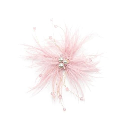 Elegant Feather Flower Pearl Cz Large Brooch Pin for Women Men Rhinestone Crystal Floral Lapel Pins Wedding Party Banquet Dress Suit Clothes Accessories Fashion Jewelry 180mm - color: Pink