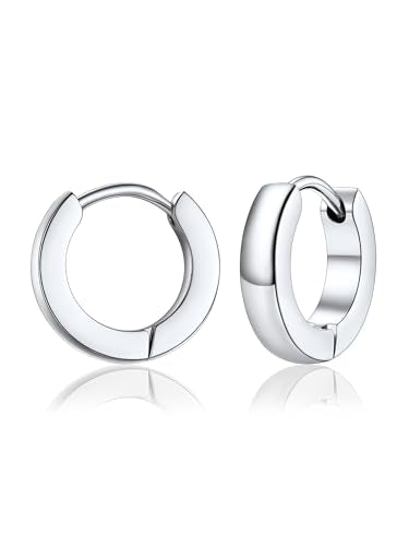 PROSTEEL Huggie Hoop Earrings for Women Men Stainless Steel Lightweight | Small Hypoallergenic Hoop Earrings, 8-16mm Silver/Gold Huggie Earrings for Women Comfort for Daily Wear dnd Cartilage Styling - color: B. Silver, size: 9mm