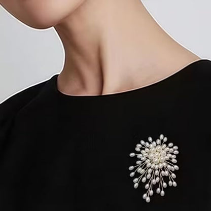 Flower White Pearl Brooch Pin for Women | Striking Large Pearl Flower Beads Statement Costume Pin Graceful Wedding Anniversary Prom Jewelry Gifts - style: Pearl3