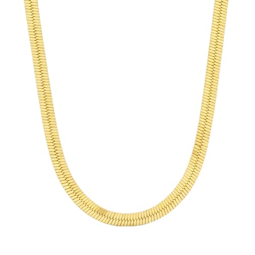 Herringbone Chain Necklace for Women Men 18K Gold Over Italian 925K Stamped Solid Sterling Silver, 3.4mm-5.5mm-7mm-9.4mm-11mm Wide Flat Snake Chain, Made in Italy - size: 16 Inch, style: WIDTH - 9.4MM