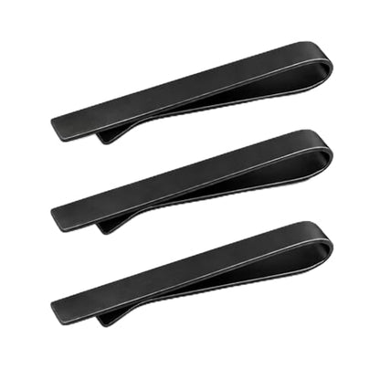 Roctee Skinny Tie Clip, 3 Pack Tie Bar Tie Clips For Men Low-Key Matte Black Elegant Necktie Pinch Clips For Business Meeting Graduation Ceremony Wedding Anniversary Party - color: Matte Black