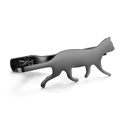 STJARNA Cat Tie Clip Stainless Steel Tie Bar Personalized Unique Gift for Men - style: Mysterious Black Cat Clip
