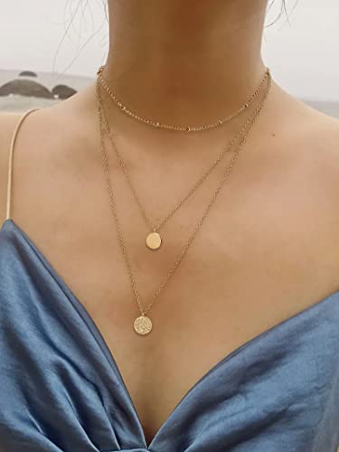 YANCHUN Layered Necklaces for Women Gold Necklace Stack Star Heart Choker Dainty Necklace Love Heart Chain Jewelry Gifts for Women - color: C:Dainty Silver Layered Necklace