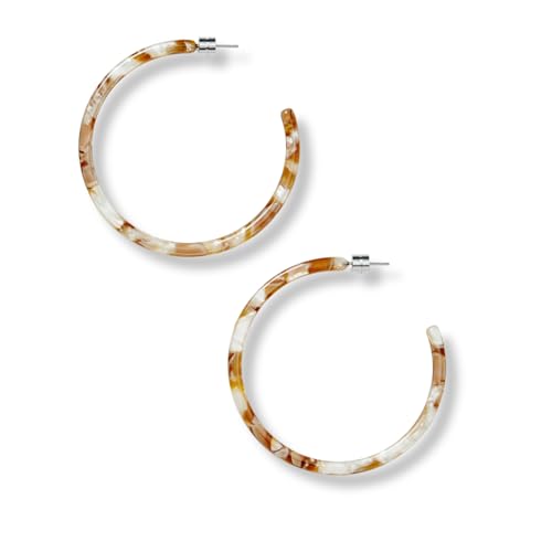 Circle Hoop Earrings Acetate Resin Fashion Jewelry for Women - color: Baja Tortoise, size: Large