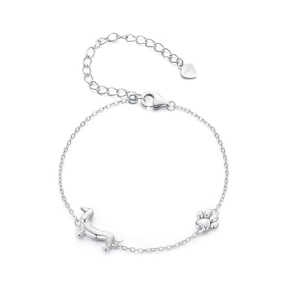 925 Sterling Silver Adjustable Bracelet for Women Jewelry Gifts - color: Silver dachshund