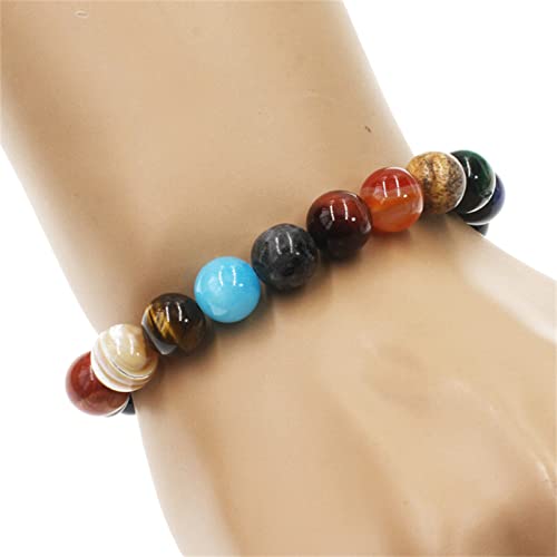 ONLYJUMP Planet Bracelet Solar System Universe Galaxy Bracelet Handmade Natural Stone Bead Bracelet String Adjustable Astronomy Gifts Bangle for Women Men - color: Night Sky Planet