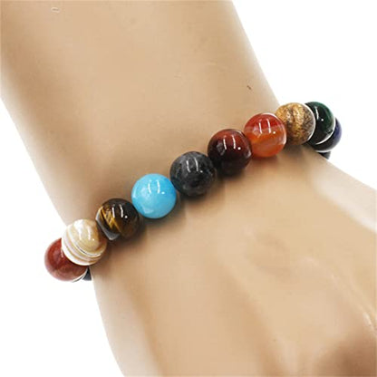 ONLYJUMP Planet Bracelet Solar System Universe Galaxy Bracelet Handmade Natural Stone Bead Bracelet String Adjustable Astronomy Gifts Bangle for Women Men - color: Night Sky Planet