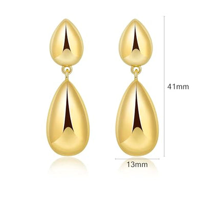 Large Geometric Drop Dangle Earrings for Women Pearl Teardrop Disc Rectangle Oval Fishtail Shell Shaped Textured Dangle Studs Earrings for Women - color: Silver-Polished