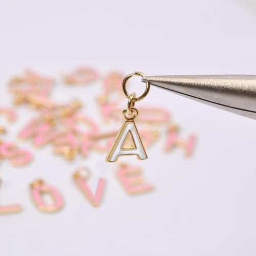 18K Gold Filled A-Z Alphabet Letters Charms,26Pcs Initial A-Z Alphabet Charms,Bracelet Necklace Earrings Charms for DIY Jewelry Making - color: White