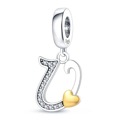 HappyStar Sterling Silver Letter Charms for Bracelets Alphabet Initial Dangle Charms Bead fit Pandora Bracelets Jewelry Gifts for Women - color: Letter charms V