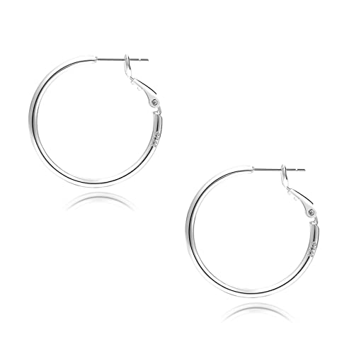 2mm Sterling Silver Big Hoop Earrings For Women - Large Hypoallergenic Circle Endless Thin Oversize Silver Hoops - color: Silver,30mm hoops