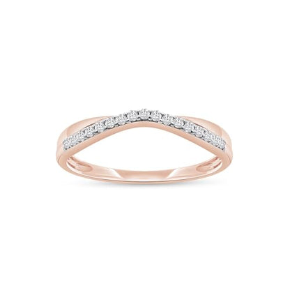 Twisted Contour Enhancer Wedding Band Ring for Women,0.10 CT | Metal: 10K Gold; 14K Gold; Sterling Silver|Stone: Natural Diamond Accent; Moissanite - color: 10K Rose Gold, size: 4