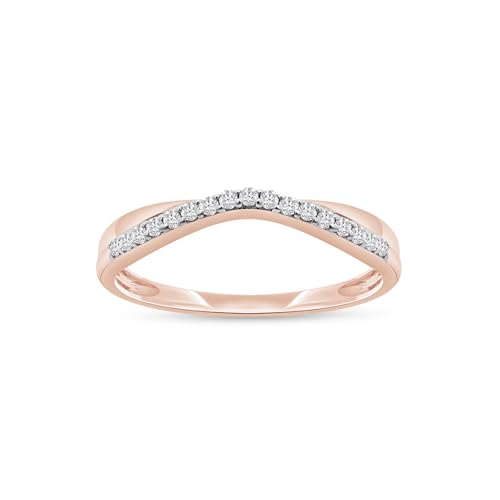 Twisted Contour Enhancer Wedding Band Ring for Women,0.10 CT | Metal: 10K Gold; 14K Gold; Sterling Silver|Stone: Natural Diamond Accent; Moissanite - color: 10K Rose Gold, size: 5