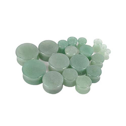 HQLA Green Jade Natural Stone Double Flared Flesh Plugs Tunnels Ear Gauges Stretcher Expander Kit 1 Pair - style: 1"(25mm)
