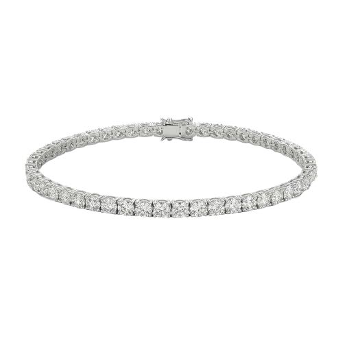 Tennis Bracelet for Women, Cubic Zirconia, Gold or Rhodium, 1.5-3mm | 18K Gold-Plated or Rhodium-Plated Brass, Cubic Zirconia, 1.5-3mm Widths, 6.5-7.5 in, Fade-Resistant, Jewelry Gift Box Ready - color: 2MM | Rhodium-Plated | 6.5 in