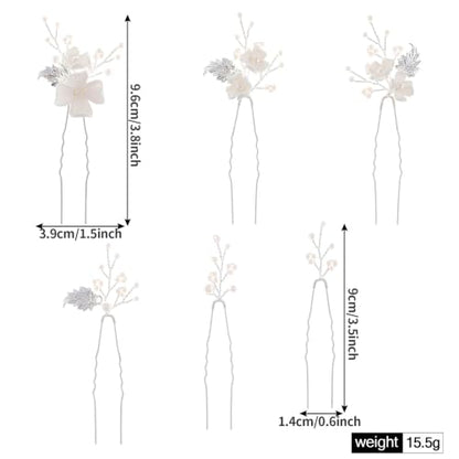 Handmade Pearl Bridal Hair Pins Wedding Hair Accessories for Women Brides Bridesmaid - color: Silver/Pearl White Flower