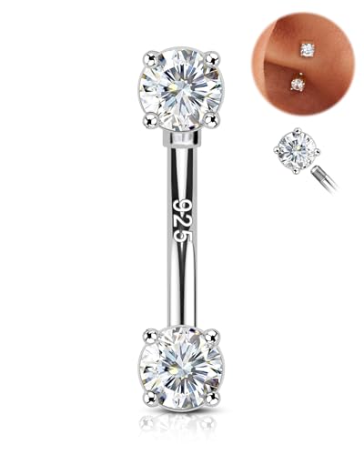 925 Sterling Silver Rook Piercing Jewelry, 16g Eyebrow Ring, Eyebrow Piercing, 6mm-8mm Rook Earring, Vertical Lip Labret Piercing Jewelry for Women Men - style: 8mm