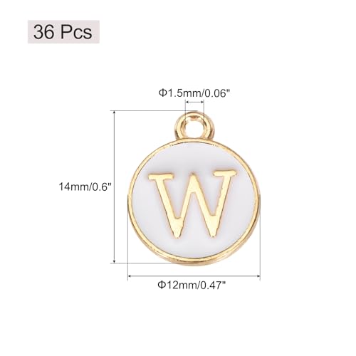 MECCANIXITY Pendants Letter Charm Initial Charm Double Sided Alphabet for DIY Necklace Bracelet Earrings Jewelry Making - style: W