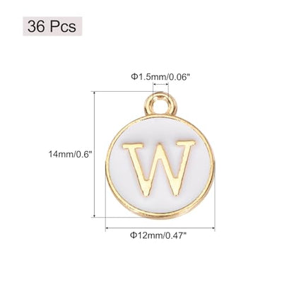 MECCANIXITY Pendants Letter Charm Initial Charm Double Sided Alphabet for DIY Necklace Bracelet Earrings Jewelry Making - style: W