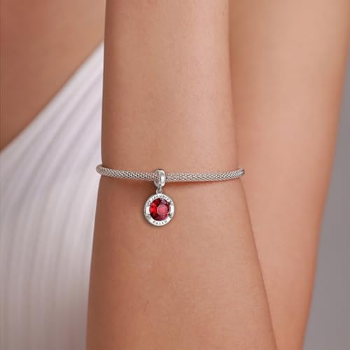 Birthstone Charms for Women Bracelets Birthday Bead Charms fit Pandora Bracelets Mothers Day Gifts for Women - color: 01-January(Garnet)