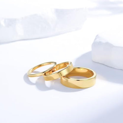 2mm 4mm 6mm Thin Titanium Wedding Rings Band for Women Man - color: Gold-6mm