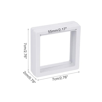 MECCANIXITY Floating Frame Display Holder Stand 3D Jewelry Display Box 2.76 x 2.76 x 0.79 Inch White for Ring Necklace Bracelet Earring Pack of 2 - color: White, size: 2.76 x 2.76 x 0.79 inch